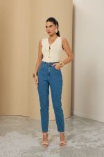 Calça Jeans Feminina Mom Cintura Alta – Denim Zero
