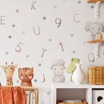 Adesivo de Parede Infantil Alfabeto Divertido e Animais Aquarela