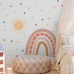 Adesivos de Parede Infantil: Arco-íris, Sol, Corações e Estrelas 