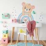 Adesivo de Parede Infantil Ursinho Arco Iris Azul