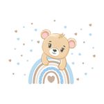 Adesivo de Parede Infantil Ursinho Arco Iris Azul