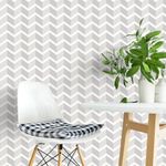 Papel de Parede Círculos Chevron Tons de Cinza
