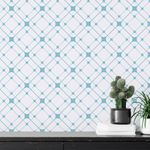 Papel de Parede Geométrico Quadriculado Teia Azul