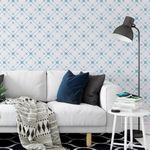 Papel de Parede Geométrico Quadriculado Teia Azul