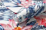 Papel de Parede Tropical Folhas Flores Flamingo