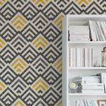 Papel de Parede Geométrico Abstrato Amarelo e Preto