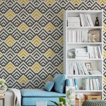 Papel de Parede Geométrico Abstrato Amarelo e Preto