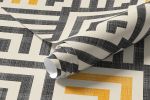 Papel de Parede Geométrico Abstrato Amarelo e Preto
