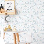 Papel de Parede Infantil Nuvens Minimalistas Azul