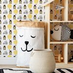 Papel de Parede Infantil Ursinho Balão Bicicleta Amarelo