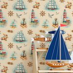Papel de Parede Infantil de Navios e Mapas