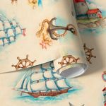 Papel de Parede Infantil de Navios e Mapas