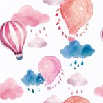 Papel de Parede Infantil Balões Rosa em Aquarela