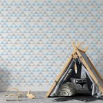 Papel de Parede Infantil de Triângulos (Tons de Azul)