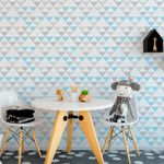 Papel de Parede Infantil de Triângulos (Tons de Azul)