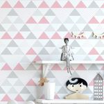 Papel de Parede Infantil de Triângulos (Tons de Rosa)