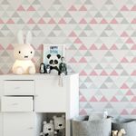 Papel de Parede Infantil de Triângulos (Tons de Rosa)