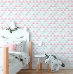 Papel de Parede Infantil de Triângulos (Tons de Rosa)