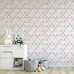 Papel de Parede Infantil de Triângulos (Tons de Rosa)