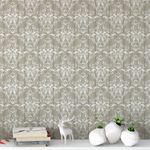 Papel de Parede Bege com Arabesco 
