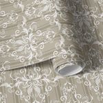 Papel de Parede Bege com Arabesco 