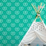 Papel de Parede Flor de Lis Azul Turquesa (Infantil)