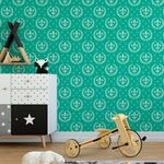 Papel de Parede Flor de Lis Azul Turquesa (Infantil)