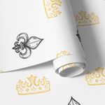 Papel de Parede Infantil de Flor de Lis e Coroa 