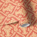 Papel de Parede Arabesco Damasco (Salmão)
