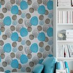 Papel de Parede Bolas Circuladas (Azul e Cinza)