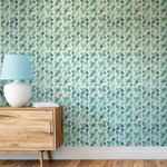 Papel de Parede Triângulos Abstratos (Tons de Verde e Azul)