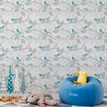 Papel de Parede Pássaros e Galhos (Azul)