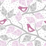 Papel de Parede Pássaros e Galhos (Rosa)