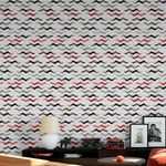 Papel de Parede Pincelado Chevron (Preto e Vermelho)