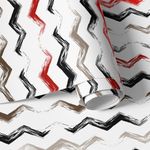 Papel de Parede Pincelado Chevron (Preto e Vermelho)