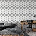 Papel de Parede Preto e Branco Hexágonos 