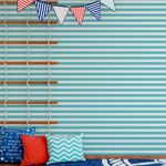Papel de Parede Azul Turquesa com Listras 