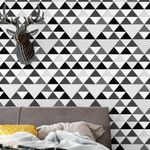 Papel de Parede Triângulos Abstratos (Preto e Branco)