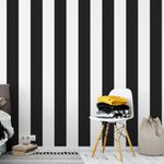 Papel de Parede Preto e Branco com Listras 