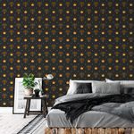 Papel de Parede Diamante e Coroa (Preto e Amarelo)