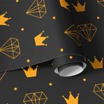 Papel de Parede Diamante e Coroa (Preto e Amarelo)
