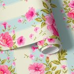 Papel de Parede Rosas com Listras