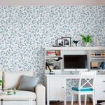 Papel de Parede Floral Azul 
