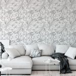Papel de Parede Flores Cinzas