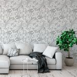 Papel de Parede Flores Cinzas