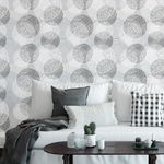 Papel de Parede Bolas Pontilhadas (Tons de Cinza)