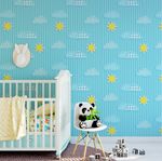 Papel de Parede Infantil Céu com Nuvens e Sol