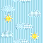 Papel de Parede Infantil Céu com Nuvens e Sol