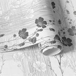 Papel de Parede Cinza Floral Abstrato 