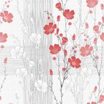 Papel de Parede Floral Vermelho Abstrato 